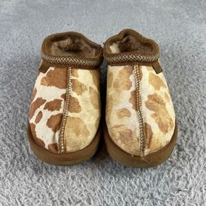 UGG Tasman Giraffe Print Suede Slippers Brown White 1123654 Mens 7 Womens 9